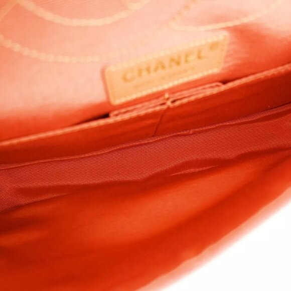 CHANEL Logo 2.55 Double Flap Chain Shoulder Bag Canvas Leather Pink - Picture 7 of 16